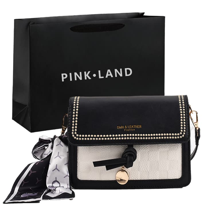 PINK·LAND PU Shoulder Bag Regular Women's Black/Yellow/Dark Brown/Green/Blue