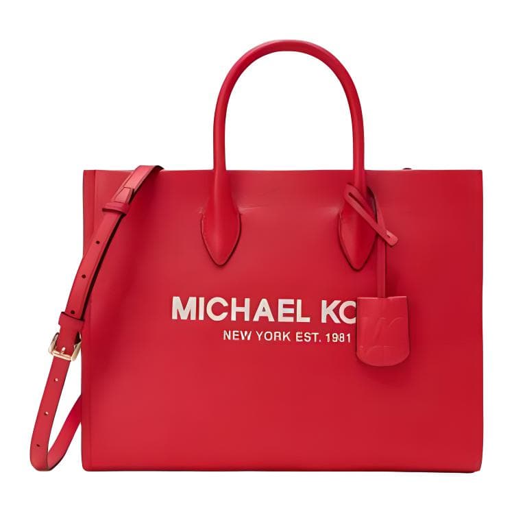 MICHAEL KORS Mirella Cow Leather Tote Bag, Shopping Bag, Handbag, Shoulder Bag, Crossbody Bag Medium Size Women's Red