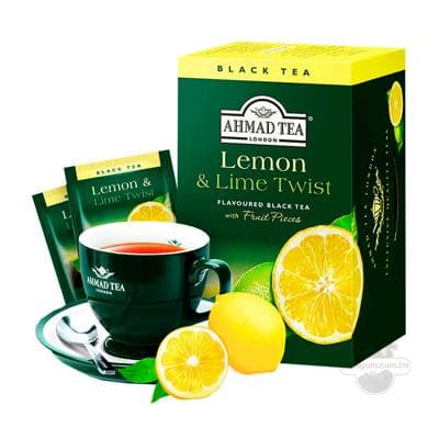 Чай черный Ahmad Tea "Lemon & Lime Twist" с ароматом лимона и лайма в пакетиках, (20 шт) 40 г