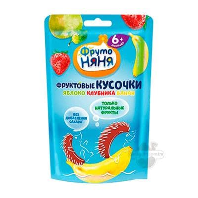 Фруктовые кусочки из яблок, клубники и банана "ФрутоНяня", 15 г