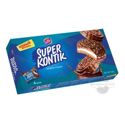 Печенье-сэндвич Konti "Super Kontik" Marshmallow сливки, 6 штук, 144 г