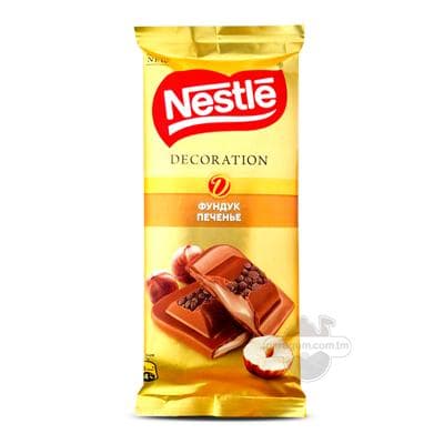 Nestle "Decoration" funduk kremli we kökeli süýtli şokolad, 82 gr