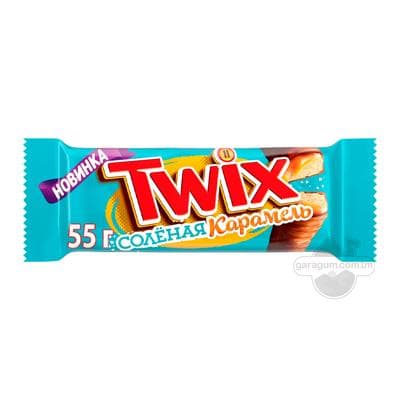 Şokoladly batonçik Twix duzly karamel, 55 gr