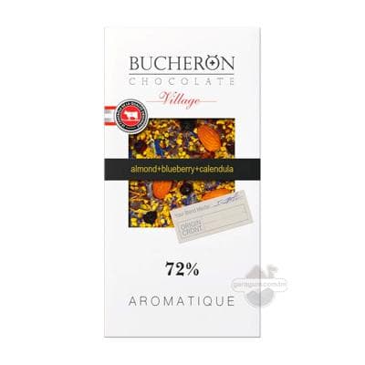 Ajy şokolad Bucheron Village 72% Aromatique mindal, çernika, pisse, kalendula we wasilka ýaprakly, 100 gr