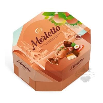 Süýji Konti "Merletto" nugaly, tokaý hozly we karamelli, şokolad örtükli, 150 gr