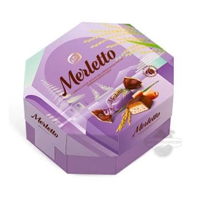 Süýji Konti "Merletto" nugaly, karamelli we tüwili, şokolad örtükli, 150 gr