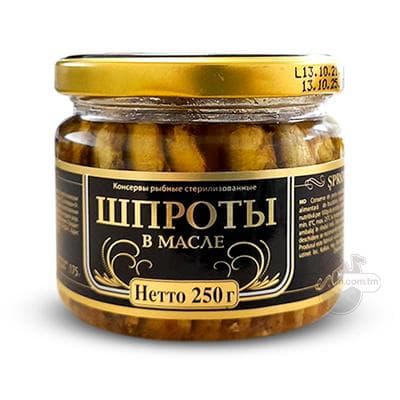 Ýagly şprotlar "Rigas Zelts" kakadylan balyklardan, 250 gr