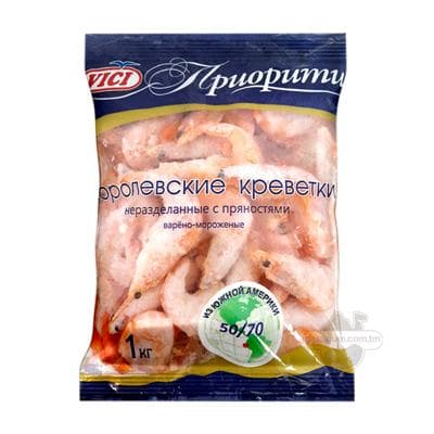 Gaýnadylyp doňdurylan arassalanmadyk krewetkalar VICI "Приорити", 1 kg