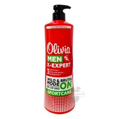 Duş geli-şampun dezodorant Olivia Men "X-Expert" 3x1, 1000 ml