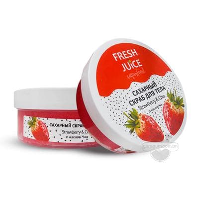 Сахарный скраб для тела "FRESH JUiCE" Клубника и Чиа, 225 мл