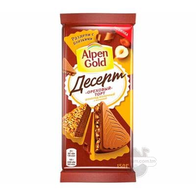 Şokolad Alpen Gold Desert "Ореховый торт" tokaý hozy, kakao we köke bölejikler naçinkaly, 150 gr