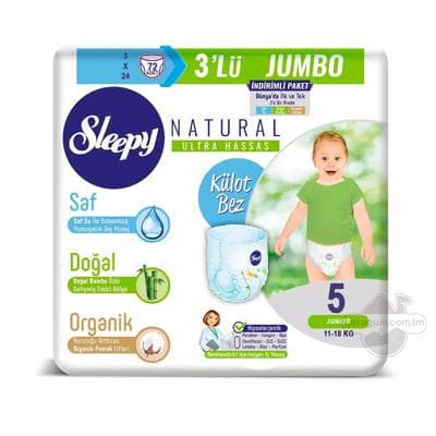 Подгузники Sleepy Natural Külot Junior №5, 11-18 кг 72 шт