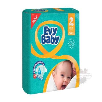 Подгузники детские Evy Baby 2 mini, 3-6 кг, 58 шт