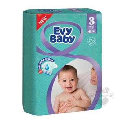Çaga arlyklary Evy Baby 3 midi, 5-9 kg, 48 sany