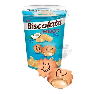 Печенье Biscolata "Mood" с начинкой из белого шоколада и кокосового крема, 125 г