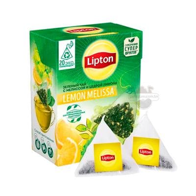 Чай зеленый Lipton "Lemon Melissa" с мелиссой и цедрой лимона в пакетиках, (20 шт) 32 г