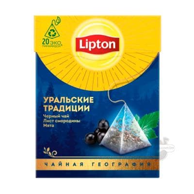 Gara çaý Lipton "Уральские традиции" narpyz we smorodina ysly haltajykly, (20 sany) 34 gr